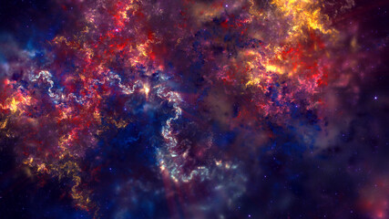 Fototapeta na wymiar Abstract fractal art background which suggests a nebula and stars in outer space.