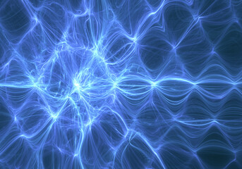 Abstract fractal art of energetic blue vibrations - obrazy, fototapety, plakaty