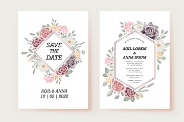 Fototapeta na wymiar Beautiful flower roses wedding invitation card