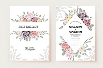 roses flower wedding invitation card