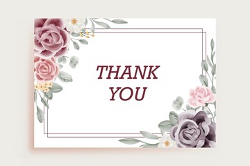 thank you card template with rose flower