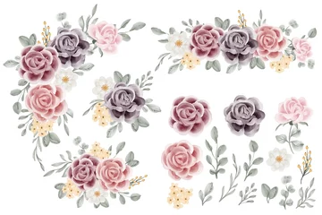 Behang Bloemen rose flower arrangement and isolated clip art