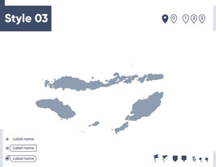 East Nusa Tenggara, Indonesia - map isolated on white background. Outline map. Vector map. Shape map.