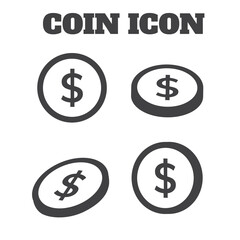 Coins related icons: thin vector icon set