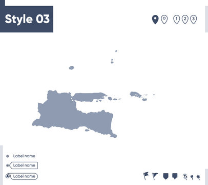 East Java, Indonesia - map isolated on white background. Outline map. Vector map. Shape map.