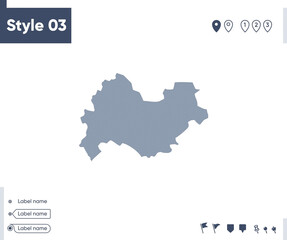 Obraz premium Kermanshah, Iran - map isolated on white background. Outline map. Vector map. Shape map.