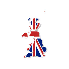 Fototapeta na wymiar Map of United Kingdom. United Kingdom map. England, Scotland, Wales, Northern Ireland. Vector Great Britain map with UK flag isolated on white background.
