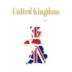 Map of United Kingdom. United Kingdom map. England, Scotland, Wales, Northern Ireland. Vector Great Britain map with UK flag isolated on white background.
