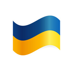 Ukrainian flag icon. National flag icon vector. Ukraine.  Flag of Ukraine  in motion, developing in the wind, on a white background. Banner template for brochures, poster or banner.