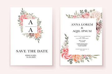 beauty wedding invitation template 2 side