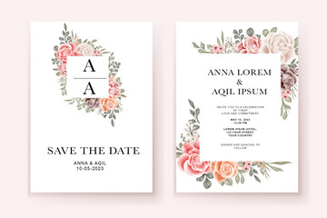 Obraz premium beauty wedding invitation template 2 side