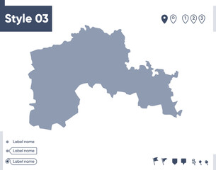 North Kazakhstan, Kazakhstan - map isolated on white background. Outline map. Vector map. Shape map.