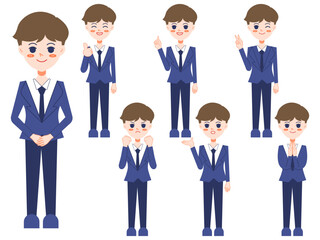 Set of man with different emotions Illustration. 2D character