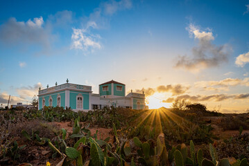 Feudale Villa in Antigua auf Fuerteventura bei Sonnenaufgang