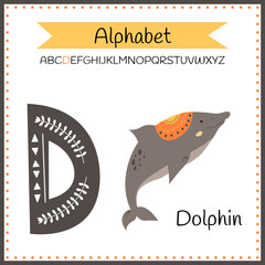 English uppercase alphabet letters on a white background. Letter D. Vector illustration