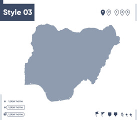 Obraz premium Nigeria - map isolated on white background. Outline map. Vector map. Shape map.
