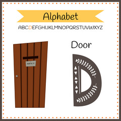 English uppercase alphabet letters on a white background. Letter D. Vector illustration