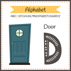 English uppercase alphabet letters on a white background. Letter D. Vector illustration