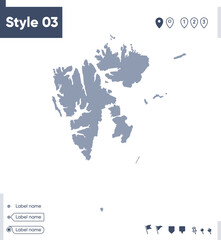 Svalbard, Norway - map isolated on white background. Outline map. Vector map. Shape map.
