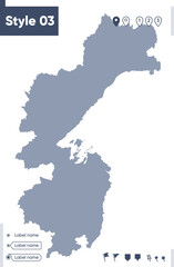 Khabarovsk Territory, Russia - map isolated on white background. Outline map. Vector map. Shape map.