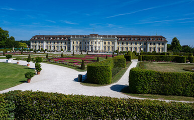 The 18th century Baroque Residenzschloss Ludwigsburg, inspired by Versailles Palace. View of the new main building from the south. Baden Wuerttemberg, Germany, Europe