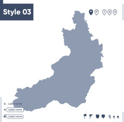 Obraz premium Trans Baikal Territory, Russia - map isolated on white background. Outline map. Vector map. Shape map.