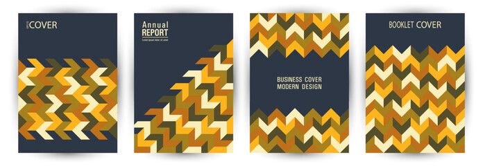 Naklejka premium Commercial brochure cover template set vector design. Minimalist style premium voucher template set