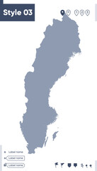 Sweden - map isolated on white background. Outline map. Vector map. Shape map.