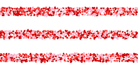 Paper cut pink heart shapes confetti background design. Mother's Day gift decor. Banner backdrop.