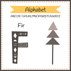 English uppercase alphabet letters on a white background. Letter F. Vector illustration