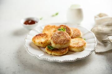 Traditional homemade cottage cheese cakes