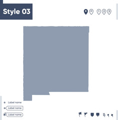 New Mexico, USA - map isolated on white background. Outline map. Vector map. Shape map.