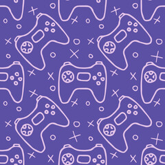 Pattern with gamepad icons. Seamless gaming pattern.