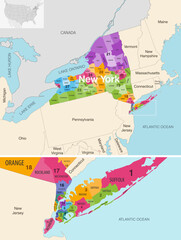New York's congressional districts (2013-2023) vector map with neighbouring states and terrotories - 518769515
