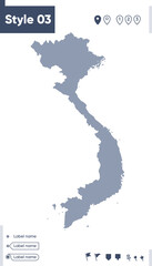 Vietnam - map isolated on white background. Outline map. Vector map. Shape map.