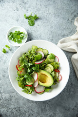Fresh vegetable salad with avocado