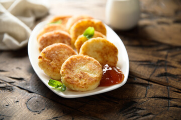 Traditional homemade cottage cheese cakes
