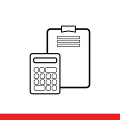 folder with documents and calculator, line icon vector