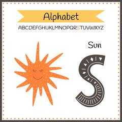 English uppercase alphabet letters on a white background. Letter S. Vector illustration