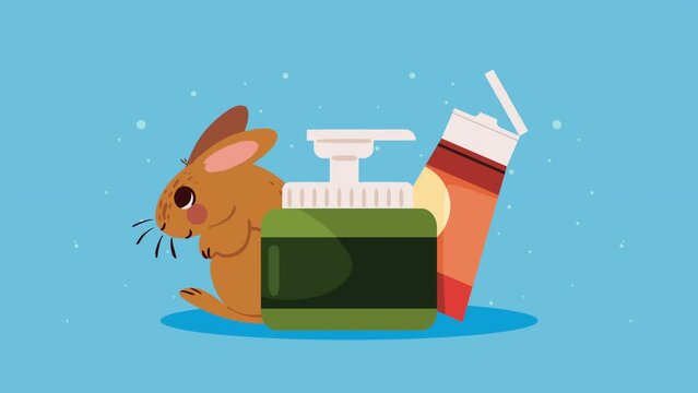 rabbit and cosmetics cruelty free animation