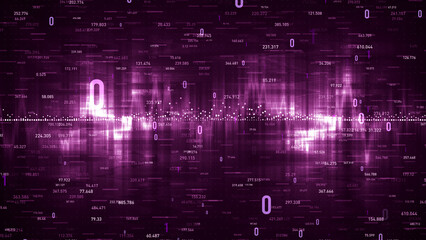 Obraz premium Flowing number one and zero text in binary code format in technology background. 3D rendering