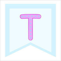 Vector graphics. Children's alphabet, colorful letters. Letter " T"