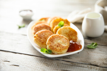 Traditional homemade cottage cheese cakes