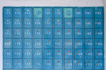 Blue colour numbering mail box