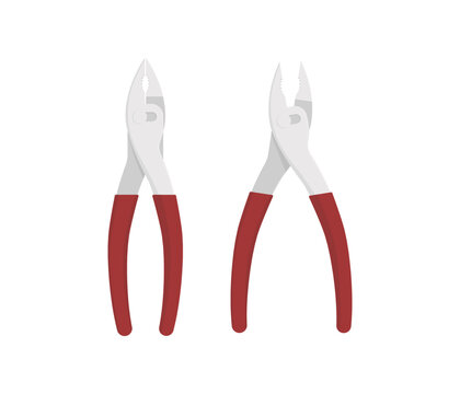 Pliers vector. Slip joint pliers illustration vector flat design isolated. Open closed plier