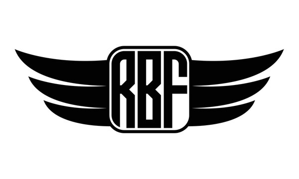 RBF three Letter Wings Flying Initial wing symbol minimalist creative concept flag icon professional logo design Vector template with abstract black and white tattoo