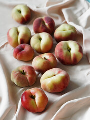 Peaches on silky texture