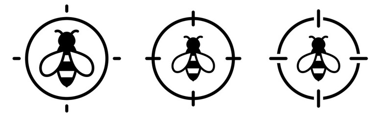 Simple bee icon in target crosshair. Focus or importance of honeybees concept