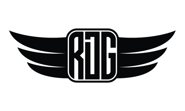 RDG three Letter Wings Flying Initial wing symbol minimalist creative concept flag icon professional logo design Vector template with abstract black and white tattoo