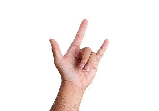 Love hand sign isolated on white. hand of a man making a gesture of a love sign. I love you. (Clipping Path)